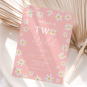 Invitation Cute boho daisy arc-en-ciel 2e anniversaire enfant