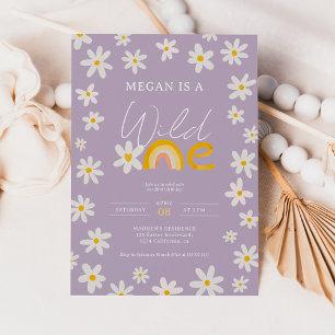 Invitation Cute boho daisy arc en ciel sauvage un 1er anniver