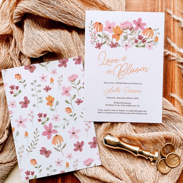 Invitation Cute boho meadow petit fleur sauvage douche nuptia (Créateur téléchargé)