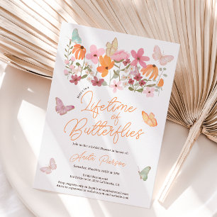 Invitation Cute boho papillons fleur sauvage nuptiale douche