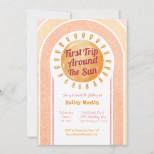 Invitation Cute Boho Sun Girls Premier anniversaire