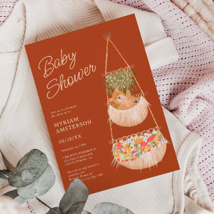 Invitation Cute boho teddy ours baby shower neutre
