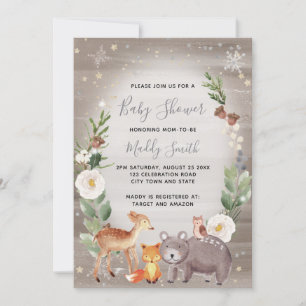 Invitation Cute Bois Animaux Baby shower d'hiver Neutre