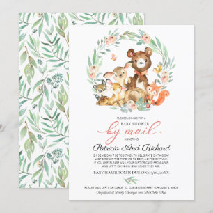 Invitation Cute Bois Animaux Végétaux Baby shower Par Mail