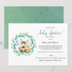 Invitation Cute Bois Animaux Végétaux Baby shower Par Mail