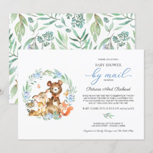 Invitation Cute Bois Animaux Végétaux Baby shower Par Mail