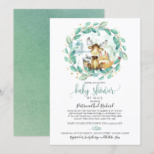 Invitation Cute Bois Animaux Végétaux Baby shower Par Mail