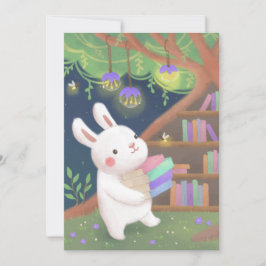 Invitation Cute Bookaholic Bunny Illustration