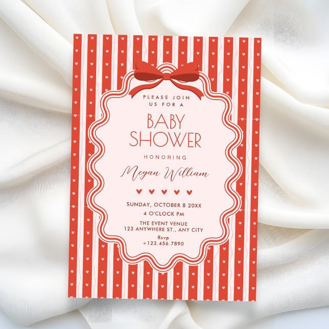 Invitation Cute bow baby shower (Créateur téléchargé)