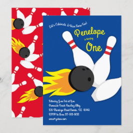 Invitation Cute Bowling Enfants 1er Anniversaire de fête Spor
