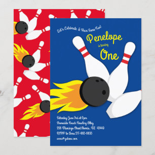 Invitation Cute Bowling Enfants 1er Anniversaire de fête Spor