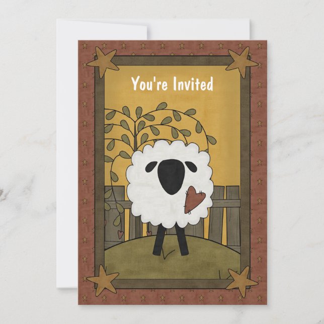 Invitation Cute Boy ou Girl Lamb Baby shower mouton 5" x 7" (Devant)