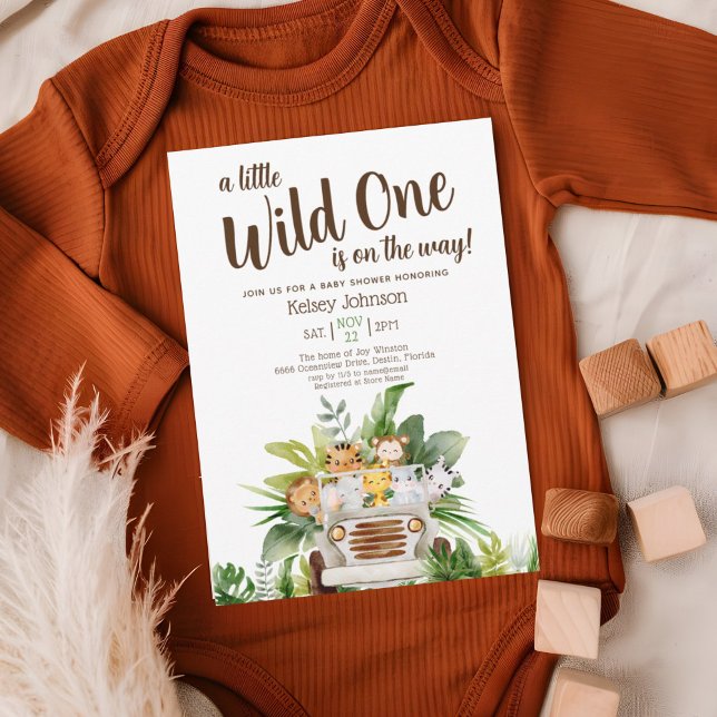 Invitation Cute Boy Safari Wild One Animaux Baby shower (Créateur téléchargé)
