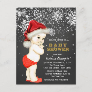 Invitation Cute Boy Santa Baby Baby Flocon de neige Baby Show