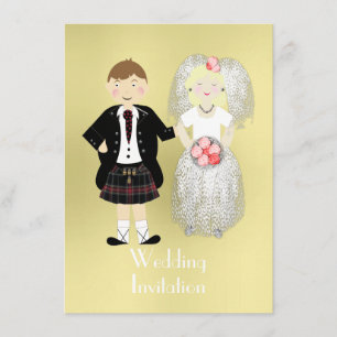 Invitation Cute Bride et Groom Mariage écossais thème