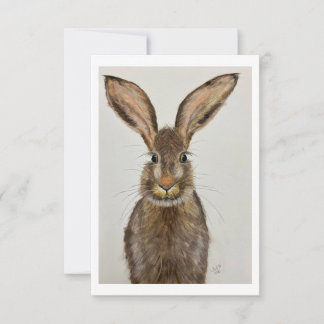 Invitation Cute Brown Bunny Note card - Original artwork