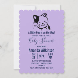 Invitation Cute brun noir et blanc bracelet de chat - Baby sh