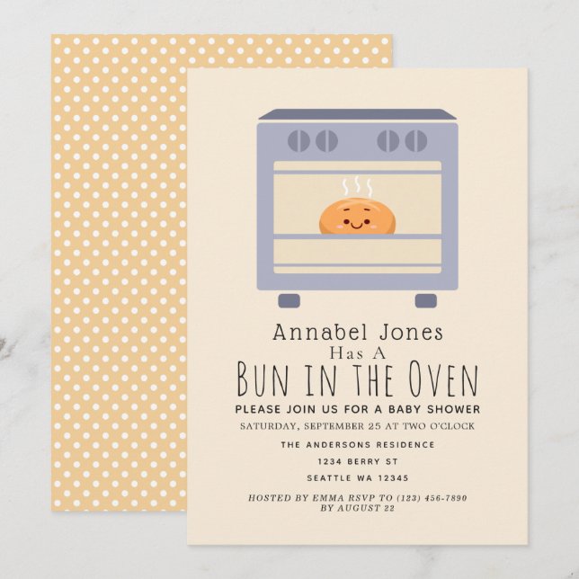 Invitation Cute Bun au four Bébé non-genre (Devant / Derrière)