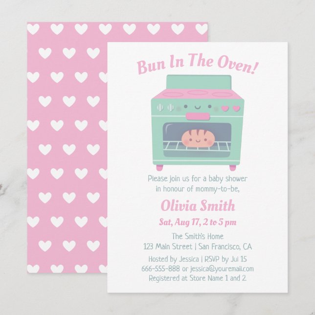 Invitation Cute Bun dans le Baby shower du four (Devant / Derrière)