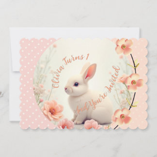 Invitation Cute Bunny And Floral