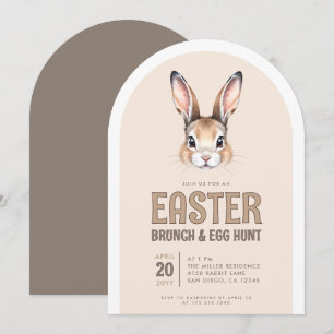 Invitation Cute Bunny Face Brunch de Pâques et chasse aux oeu
