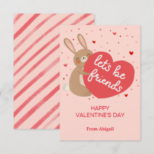 Invitation Cute Bunny Kids Classroom Valentine Note Card
