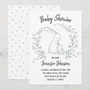 Invitation Cute Bunny Mama et Baby shower