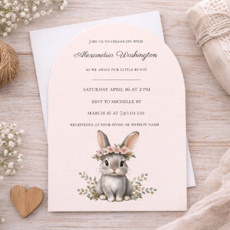 Invitation Cute Bunny Theme Gender Neutral Baby Shower