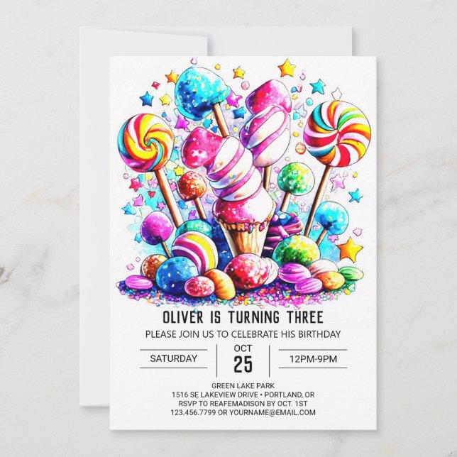 Invitation Cute Candy Boho Anniversaire de enfant (Devant)