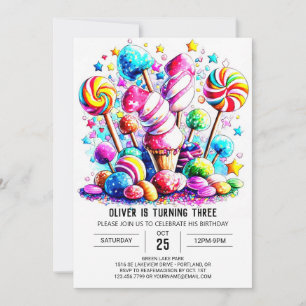Invitation Cute Candy Boho Anniversaire de enfant