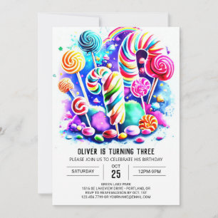Invitation Cute Candyland Anniversaire de enfant