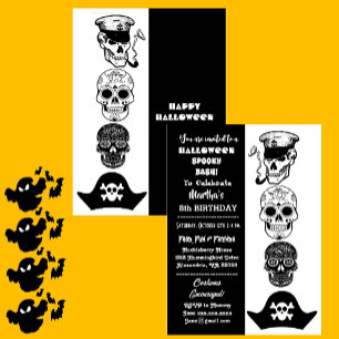 Invitation Cute Capitaine Pirate Éffrayant Halloween Bash Ann