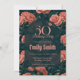 Invitation Cute Carnation Sparkle Boho Birthday