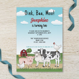 Invitation Cute Cartoon Farm Animaux Barnyard pour enfants An