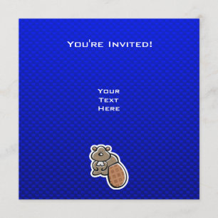 Invitation Cute castor;Bleu