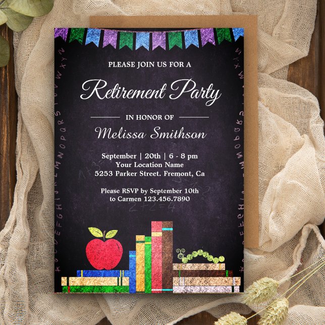 Invitation Cute Chalkboard Teacher Retraite Party (Créateur téléchargé)