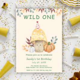 Invitation Cute champignons automne flore 1er anniversaire fê