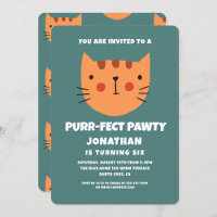 Cute Chat Orange Purrfect Pawty Anniversaire