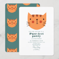 Cute Chat Orange Vert Anniversaire