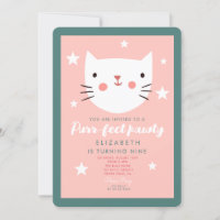 Cute Chat Rose Vert Violet Étoiles Anniversaire