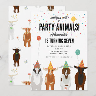 Invitation Cute Chèvres Ferme Animaux Chèvre Anniversaire Thè