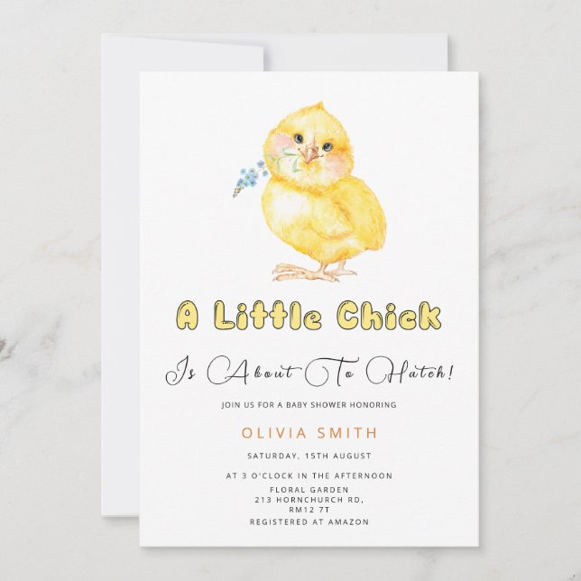 Invitation Cute Chick sur le point de Hatch Baby shower Invit (Devant)