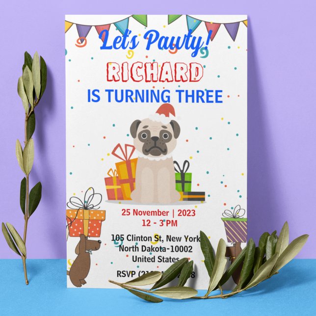 Invitation Cute Chien Chiot Puppy Theme Fête d'Anniversaire d (Créateur téléchargé)