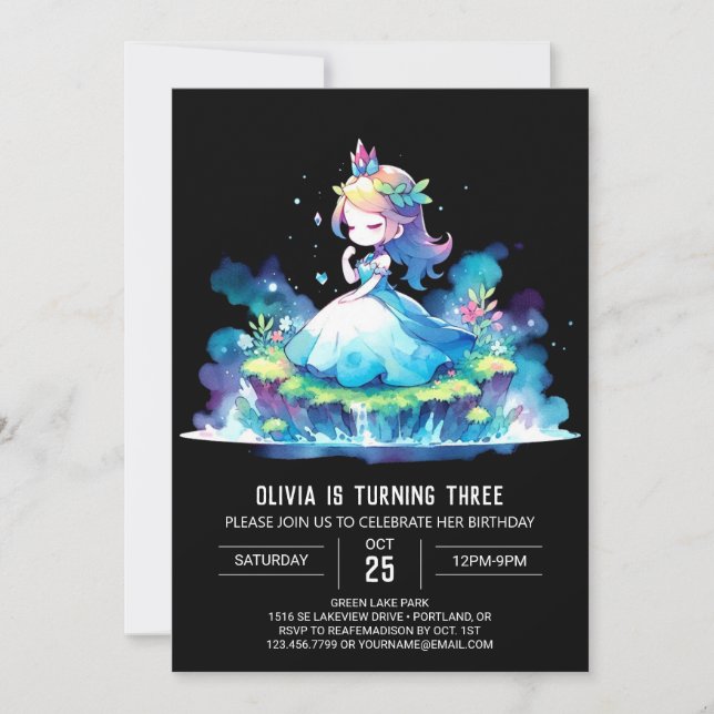 Invitation Cute Children Princess Birthday (Devant)