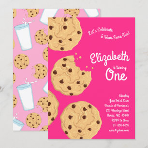 Invitation Cute Chip Chocolat Cookie Enfants 1ère fête d'anni
