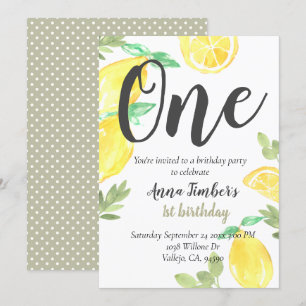 Invitation Cute citron rustique 1er anniversaire enfant invit