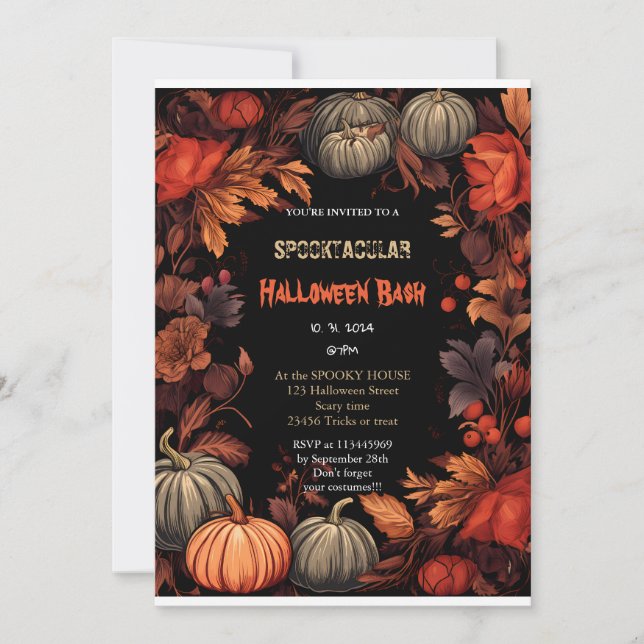Invitation Cute citrouille Boo Halloween bash (Devant)