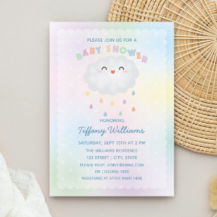 Invitation Cute Cloud Raindrops Baby shower neutre pour les f