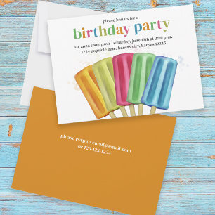 Invitation Cute Coloré Moderne Popsicles d'Anniversaire été