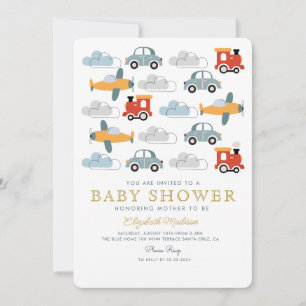Invitation Cute Colorée Voitures Baby shower Garçon